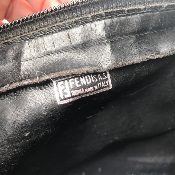 FENDI vintage black clutch Bag zip envelope sleeve - Picture 5 of 7